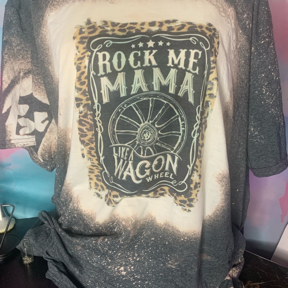 Rock me mama like a wagon wheel bleached cheetah tshirt
